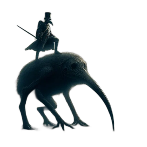 animal, creature, sword, hat, concept art, fantasy art, 3d render, pixel art transparent PNG cut-out