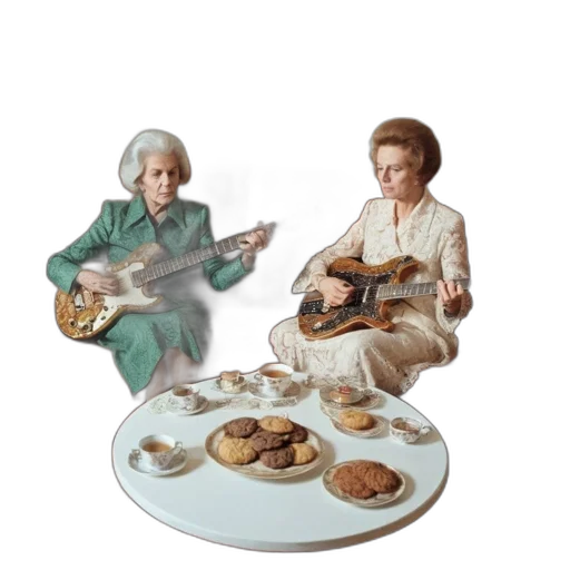 food, photorealistic, concept art, snow, two, elderly, women, play transparent PNG cut-out