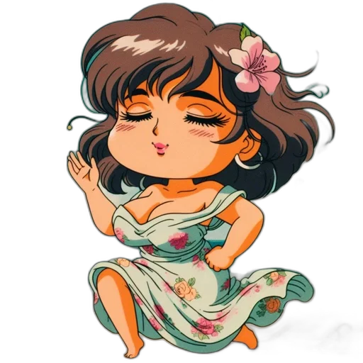 dress, anime, cartoon, watercolor, pixel art, chibi-style, character, light transparent PNG cut-out