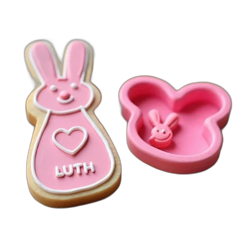 jewelry, 3d render, wooden, cutting, board, bunny-shaped, cookie, cutter transparent PNG cut-out