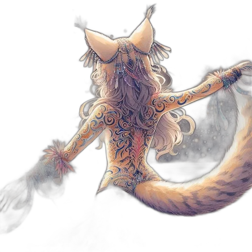 dragon, creature, hair, staff, fantasy art, watercolor, concept art, anime transparent PNG cut-out