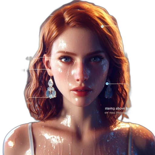 jewelry, face, dress, robot, concept art, photorealistic, fantasy art, 3d render transparent PNG cut-out