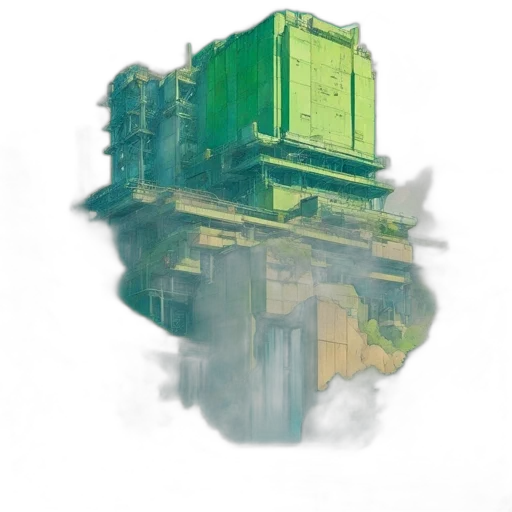 robot, building, weapon, bottle, concept art, cyberpunk, pixel art, 3d render transparent PNG cut-out