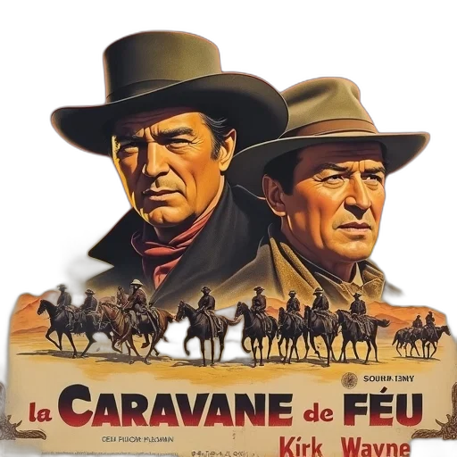 vintage, movie, poster, featuring, john, wayne, kirk, douglas transparent PNG cut-out