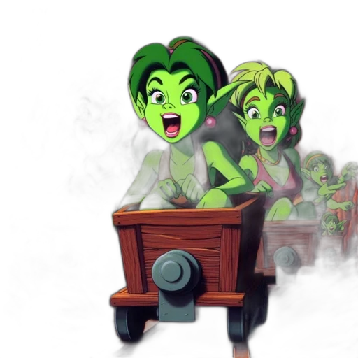 concept art, 3d render, comic book art, fantasy art, green, green-skinned, characters, possibly transparent PNG cut-out
