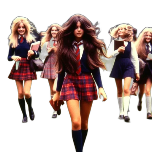 hair, concept art, 3d render, photorealistic, group, young, women, school transparent PNG cut-out