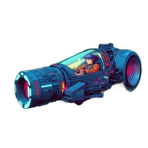weapon, car, robot, shoes, concept art, cyberpunk, 3d render, pixel art transparent PNG cut-out