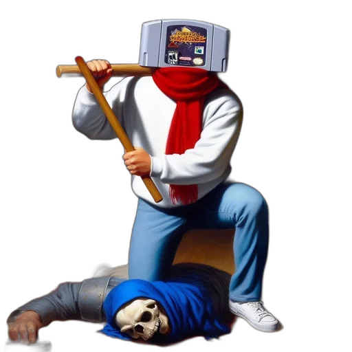 robot, staff, weapon, furniture, pixel art, concept art, 3d render, vaporwave transparent PNG cut-out