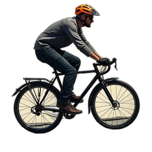 3d render, photorealistic, concept art, roofer, easy, like, riding, bike transparent PNG cut-out