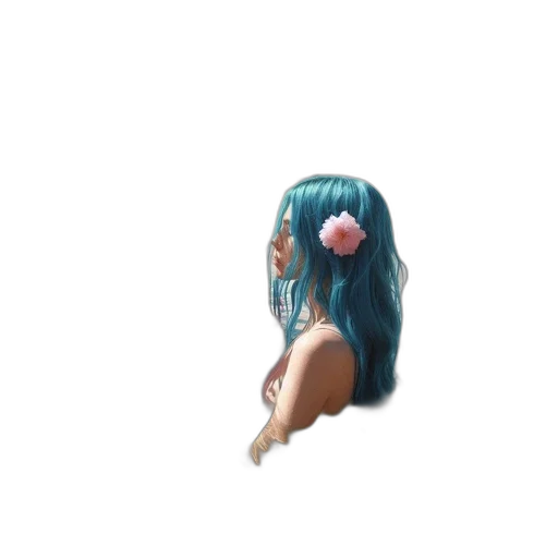 hair, creature, mask, dress, 3d render, vaporwave, pixel art, anime transparent PNG cut-out