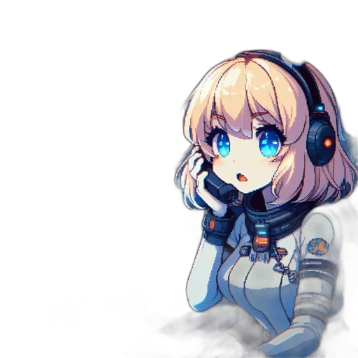 robot, face, staff, creature, pixel art, anime, cyberpunk, concept art transparent PNG cut-out