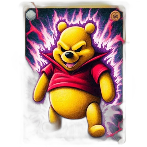 staff, concept art, comic book art, fantasy art, pixel art, fire, winnie, pooh transparent PNG cut-out