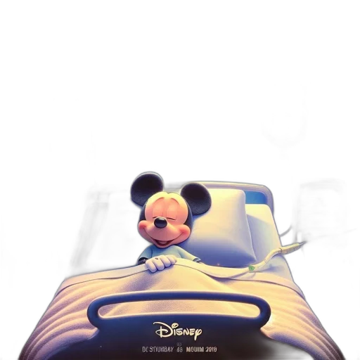 staff, 3d render, concept art, photorealistic, mickey, mouse, rests, hospital transparent PNG cut-out