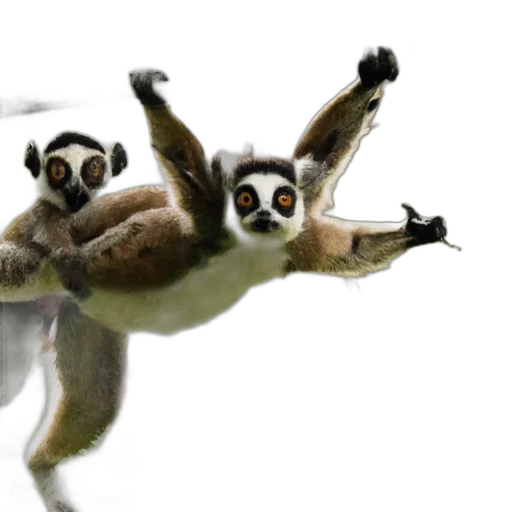 animal, creature, concept art, photorealistic, 3d render, two, lemurs, perch transparent PNG cut-out