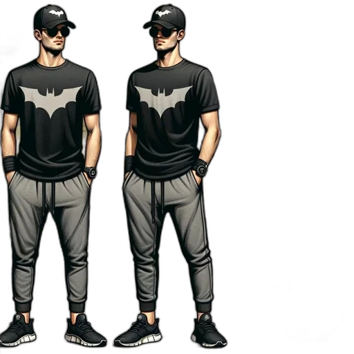 concept art, comic book art, cartoon, 3d render, dark, man, donning, batman-inspired transparent PNG cut-out