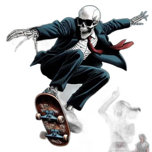 mask, concept art, comic book art, cartoon, fantasy art, animated, skeleton, clad transparent PNG cut-out