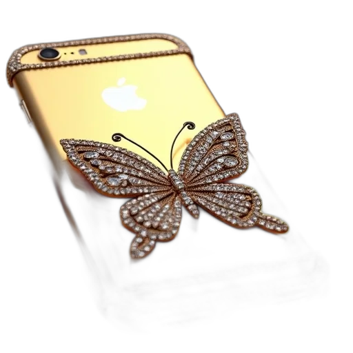 jewelry, crown, 3d render, close-up, golden, smartphone, diamond-encrusted, case transparent PNG cut-out