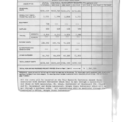 document, table, showing, costs, different, categories, such, personnel transparent PNG cut-out