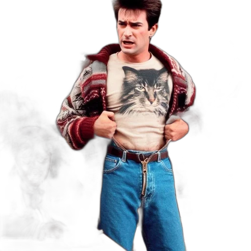 jacket, photorealistic, concept art, comic book art, fire, man, 80s, 90s transparent PNG cut-out