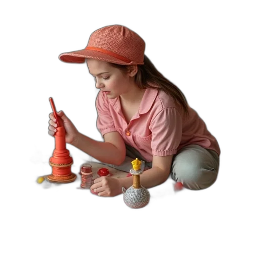 hat, staff, jewelry, umbrella, 3d render, photorealistic, oil painting, concept art transparent PNG cut-out