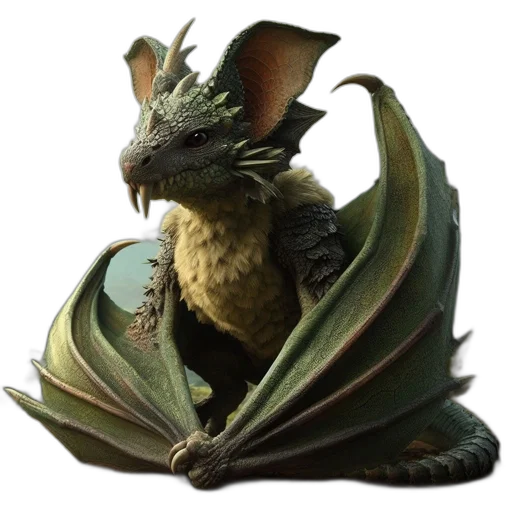 dragon, creature, animal, staff, fantasy art, concept art, 3d render, photorealistic transparent PNG cut-out