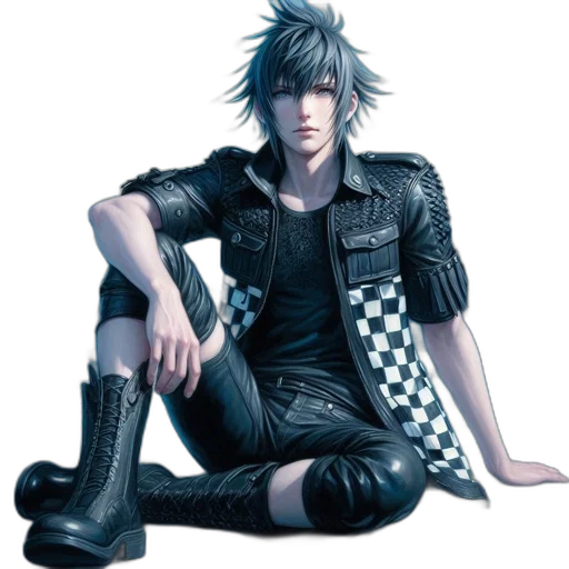 jacket, concept art, fantasy art, photorealistic, pixel art, monochrome, dark, young transparent PNG cut-out