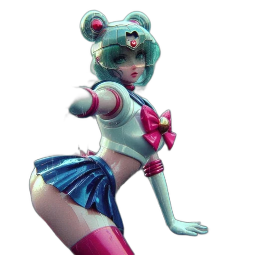 robot, concept art, 3d render, vaporwave, fantasy art, animated, female, protagonist transparent PNG cut-out