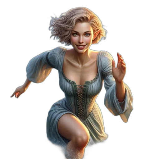 dress, face, fantasy art, concept art, comic book art, photorealistic, female, character transparent PNG cut-out