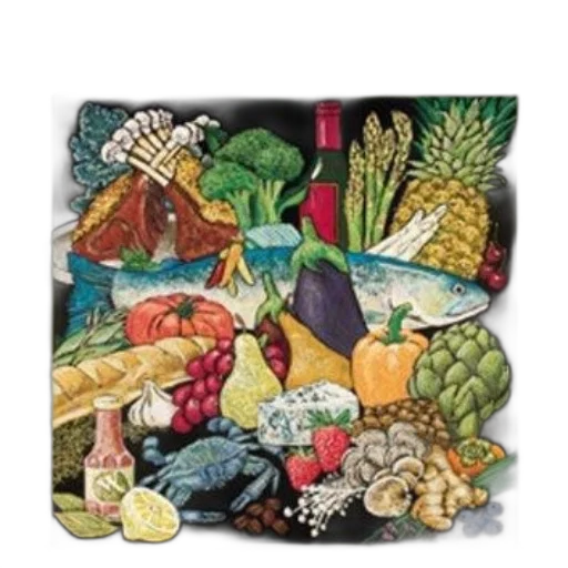 food, jewelry, cookbook, cover, featuring, vibrant, illustration, various transparent PNG cut-out