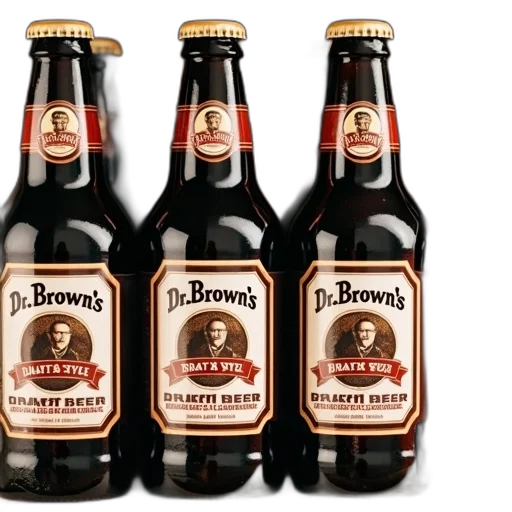 bottle, 3d render, row, six, bottles, brown, draft, style transparent PNG cut-out