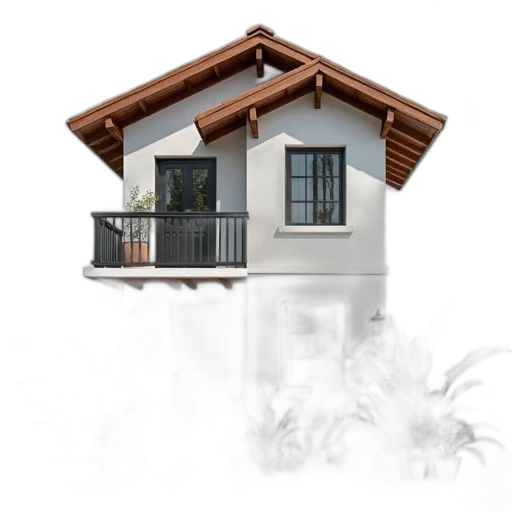 building, 3d render, photorealistic, concept art, two-story, house, white, facade transparent PNG cut-out