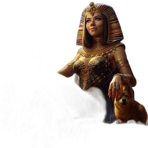 jewelry, crown, concept art, fantasy art, photorealistic, pixel art, egyptian, woman transparent PNG cut-out