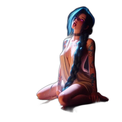 dress, concept art, cyberpunk, 3d render, fantasy art, neon lights, outer space, blue transparent PNG cut-out