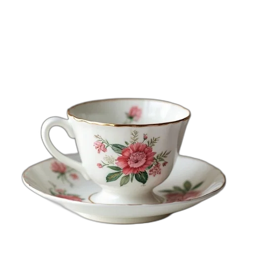 3d render, photorealistic, mug, bowl, set, chelsea, cottage, flowers transparent PNG cut-out