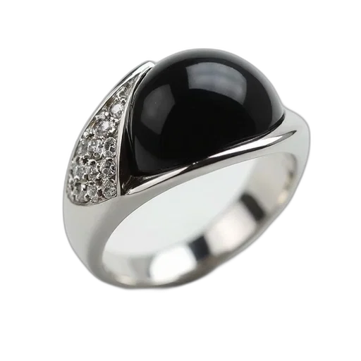 jewelry, silver, ring, black, onyx, band, white, diamond transparent PNG cut-out