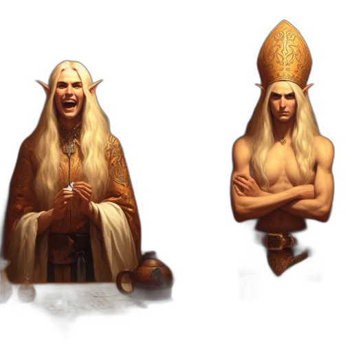concept art, fantasy art, pixel art, 3d render, two, panels, one, shows transparent PNG cut-out