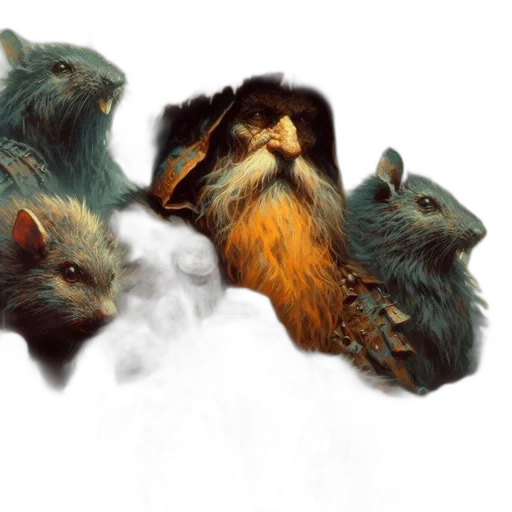 animal, crown, concept art, photorealistic, 3d render, fantasy art, elderly, wizard transparent PNG cut-out