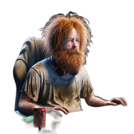 creature, animal, hair, staff, concept art, fantasy art, pixel art, 3d render transparent PNG cut-out