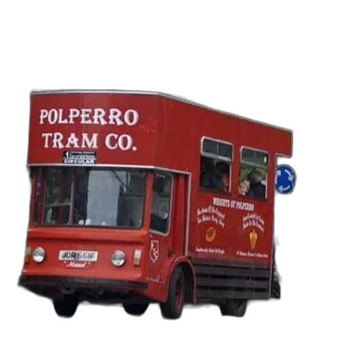food, 3d render, photorealistic, concept art, red, polperro, tram, vehicle transparent PNG cut-out