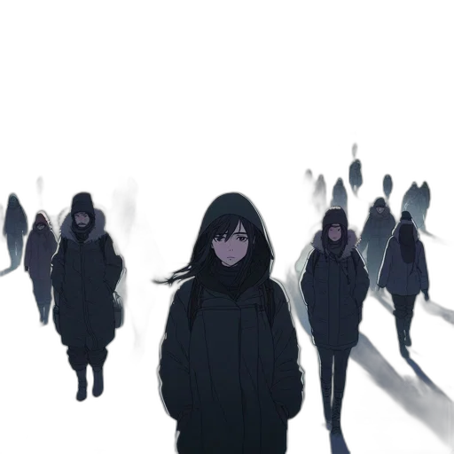 jacket, mask, creature, face, concept art, anime, cyberpunk, 3d render transparent PNG cut-out