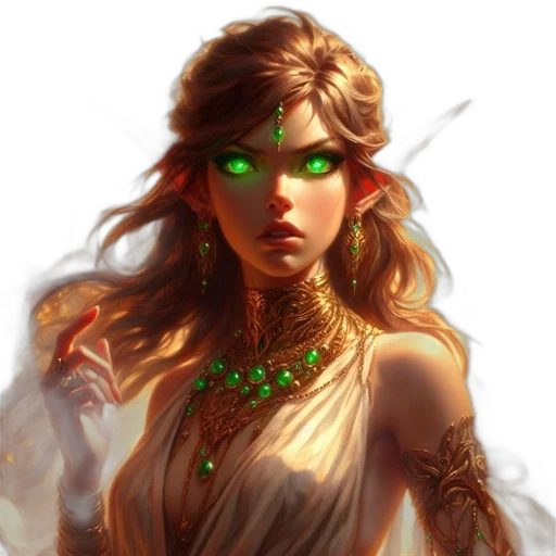 jewelry, fantasy art, concept art, pixel art, comic book art, green, golden, earth tones transparent PNG cut-out