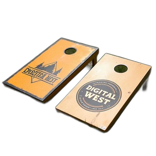 two, cornhole, boards, one transparent PNG cut-out