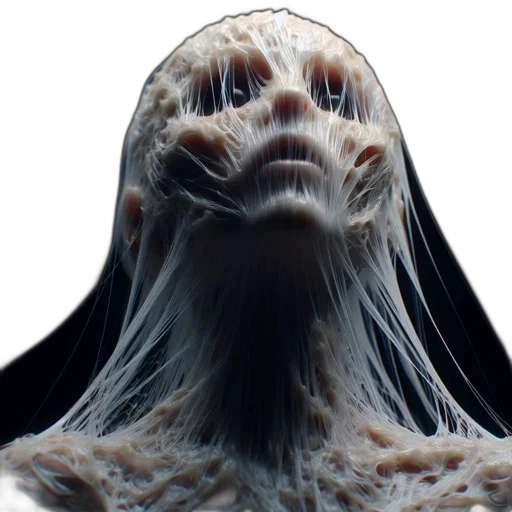 creature, hair, face, mask, concept art, 3d render, photorealistic, fantasy art transparent PNG cut-out