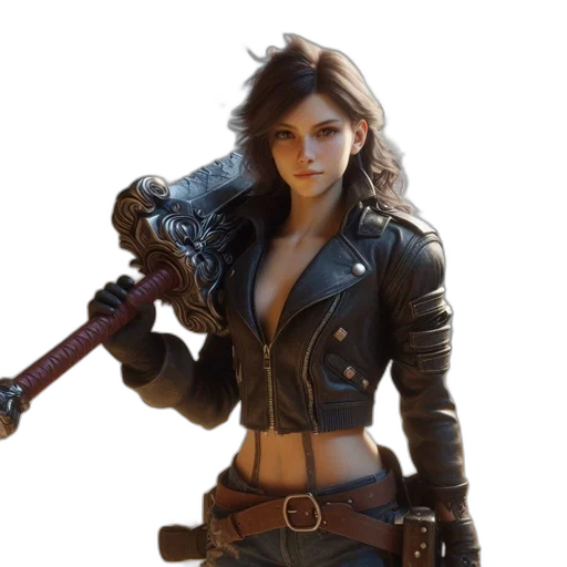 jacket, weapon, sword, staff, concept art, fantasy art, 3d render, photorealistic transparent PNG cut-out