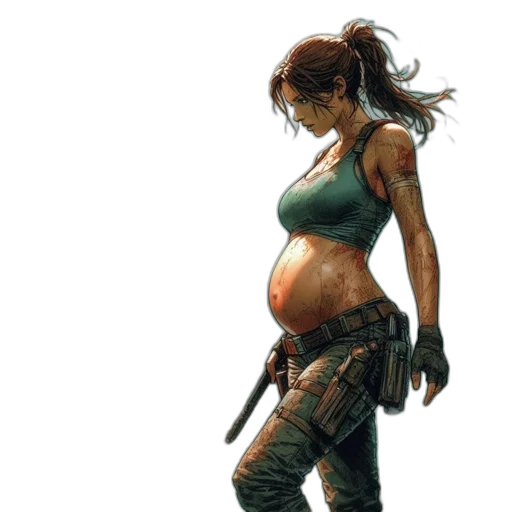 concept art, comic book art, photorealistic, fantasy art, earth tones, green, woman, long transparent PNG cut-out