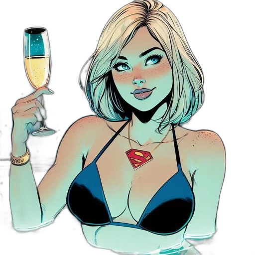 comic book art, cartoon, concept art, fantasy art, blue, woman, long, blond transparent PNG cut-out