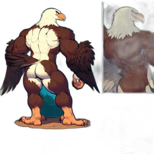 concept art, fantasy art, pixel art, 3d render, earth tones, anthropomorphic, eagle, white transparent PNG cut-out