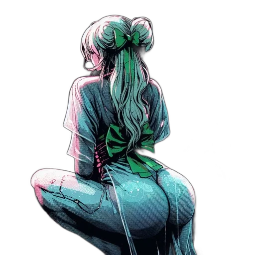 dress, comic book art, concept art, cyberpunk, watercolor, outer space, neon lights, underwater transparent PNG cut-out