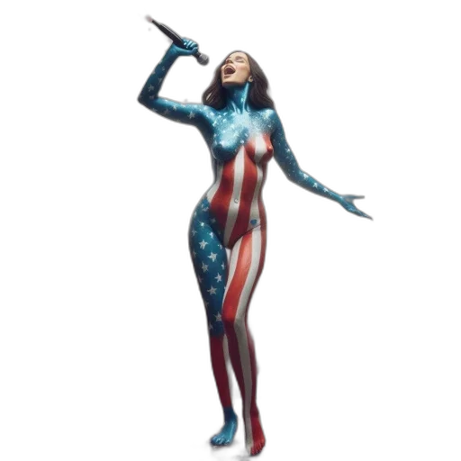 dress, concept art, comic book art, pixel art, fantasy art, woman, american, flag-themed transparent PNG cut-out