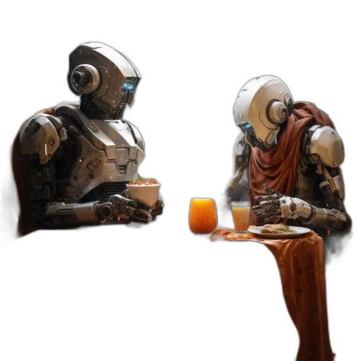 robot, food, mask, concept art, 3d render, cyberpunk, fantasy art, outer space transparent PNG cut-out